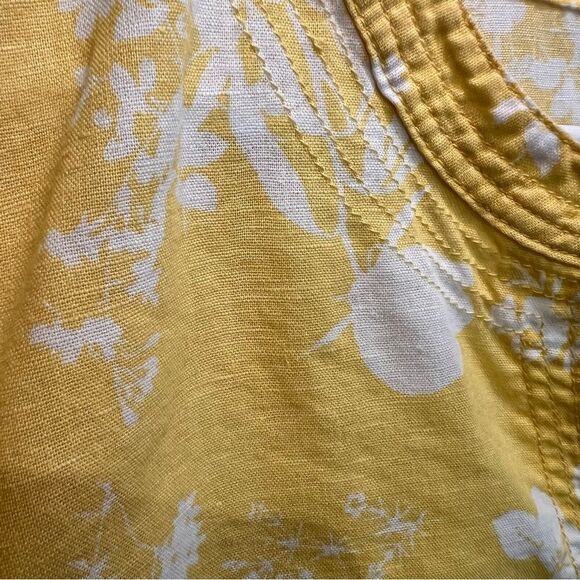 Liz Claiborne linen blend tunic 💛 yellow and white floral print 💛 large - Picture 5 of 5